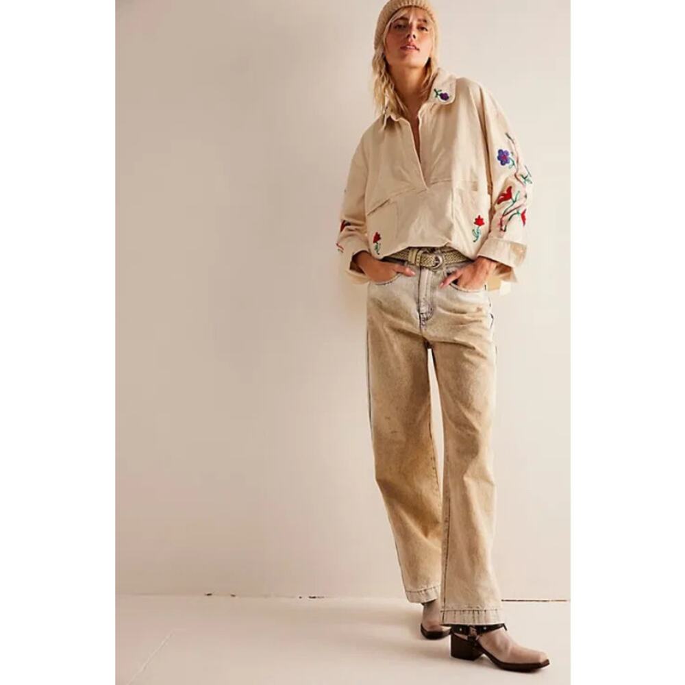 Free People We The Free Winter Bloom Pullover Jacket Women S Cream Floral $168 - Picture 2 of 7